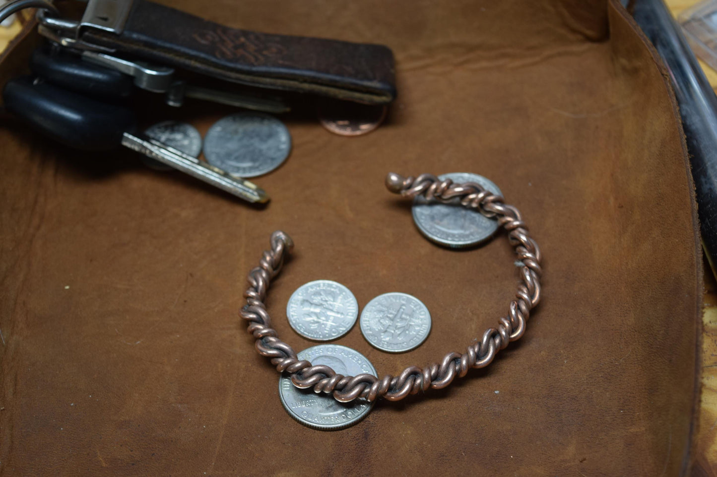 Handcrafted Wide Braided Copper Cuff Bracelet