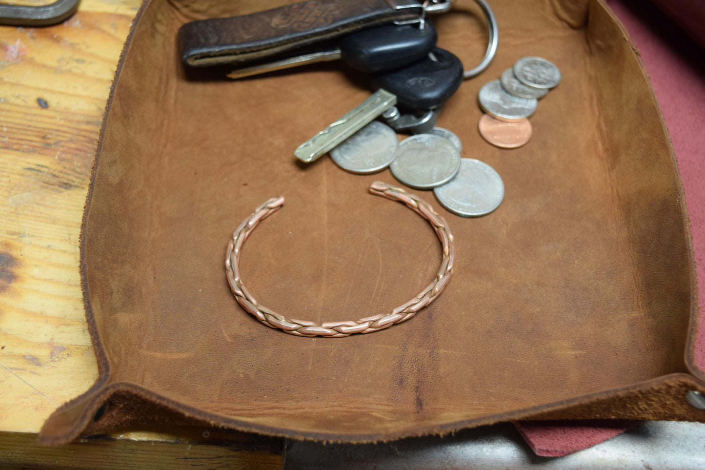 Handcrafted Flattened Braided Copper Cuff Bracelet