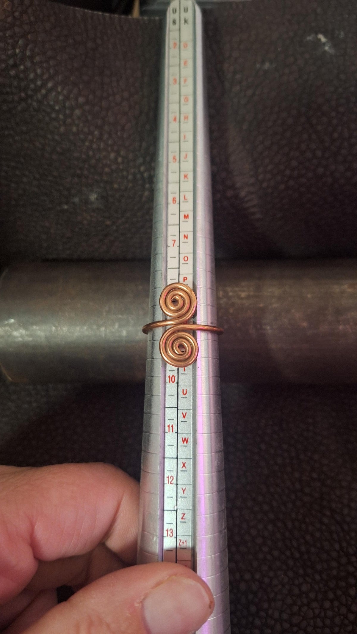 Hand Forged Copper Artisan Double Swirl Ring, Adjustable
