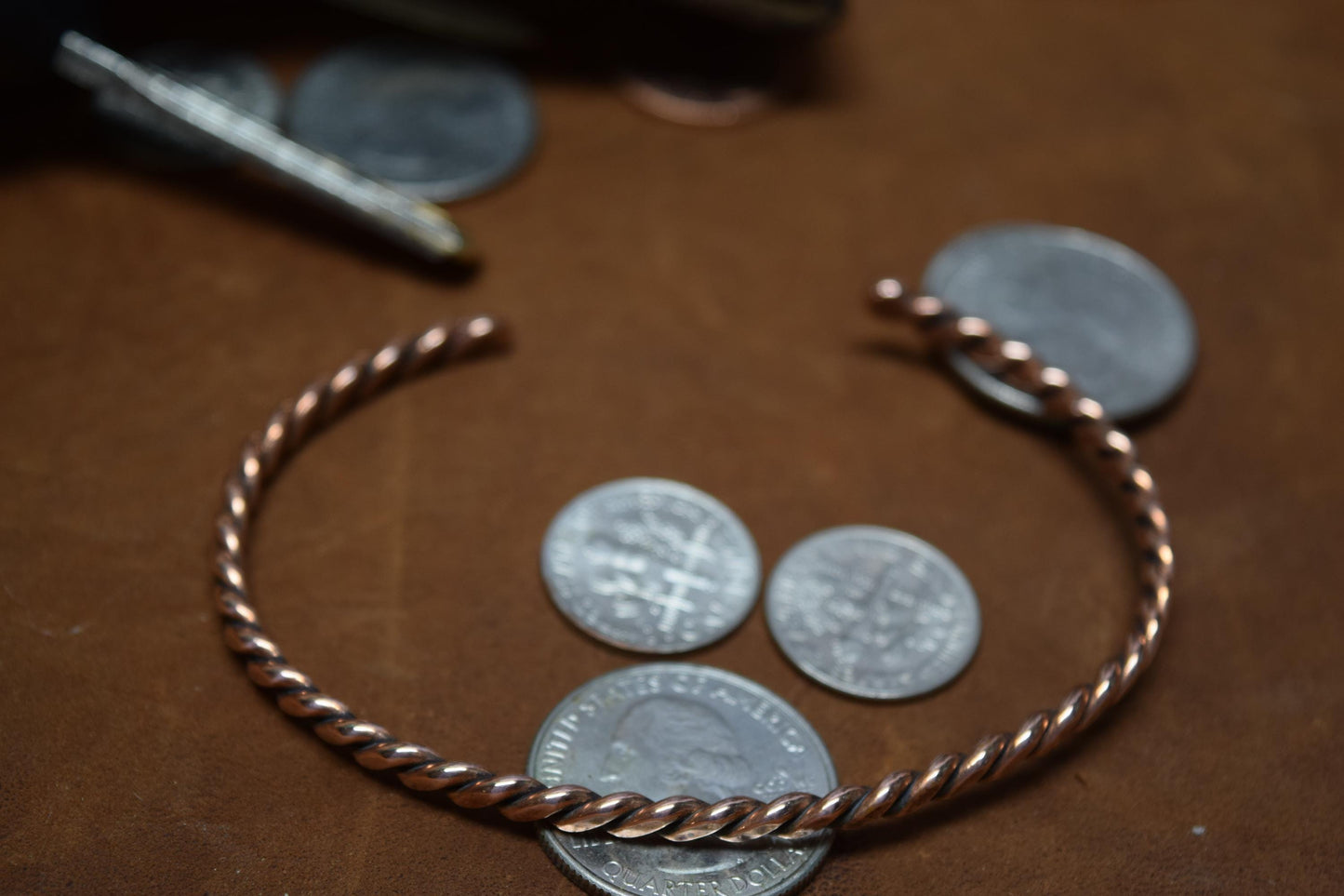 Handcrafted Flattened Twist Copper Cuff Bracelet
