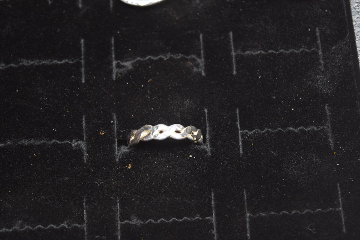 Handmade Braided and Hammered Silver Band | Textured Band, Rustic Boho Jewelry, Stackable