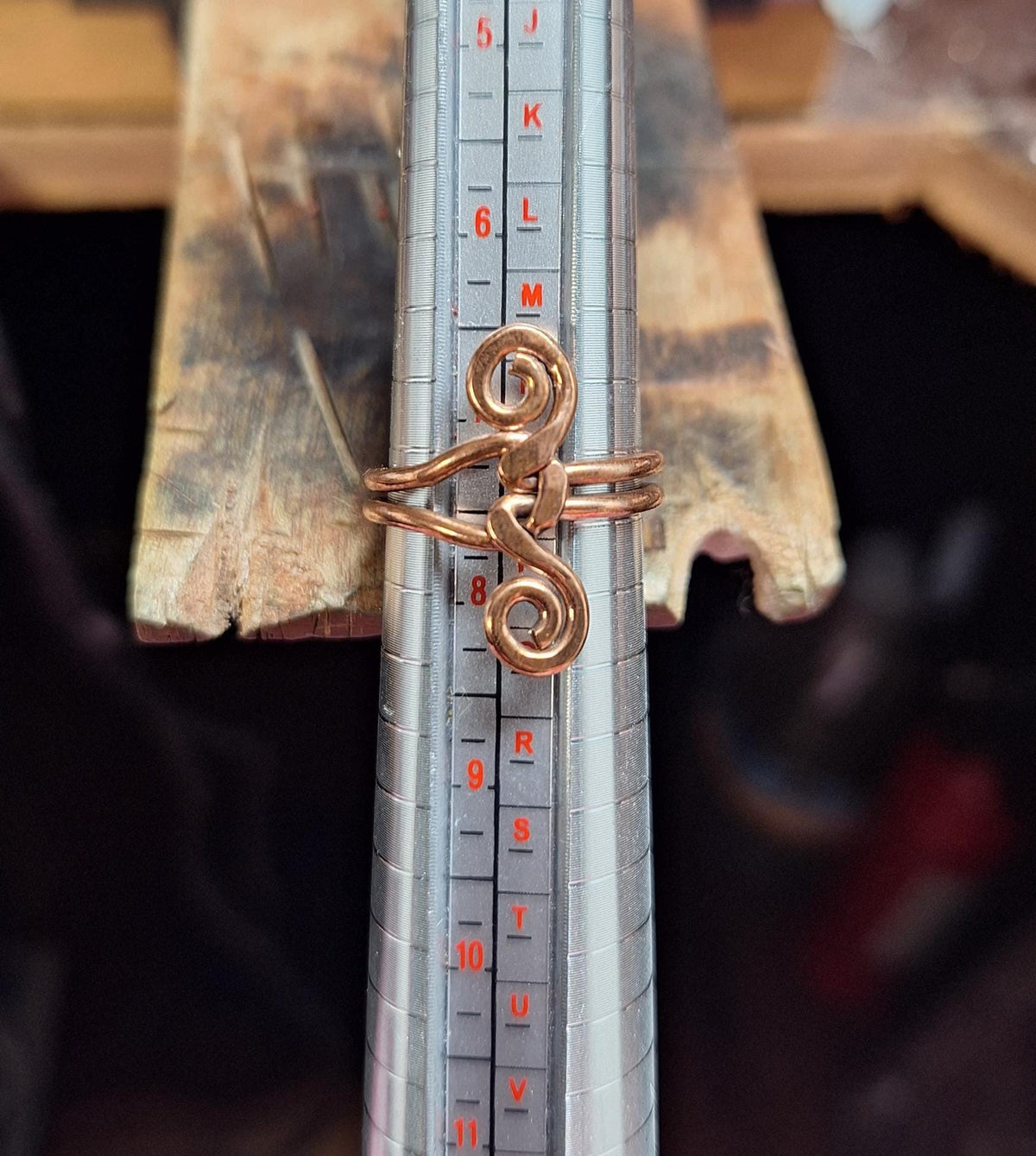 Hand Forged Copper Artisan Interlocking Scroll Ring