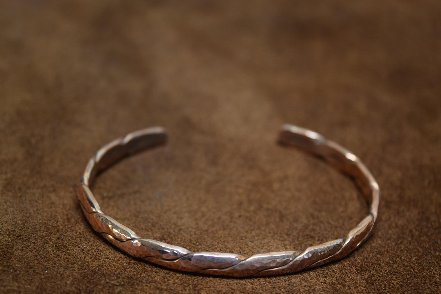 Handmade Braided, Flattened & Hammered Copper Cuff Bracelet