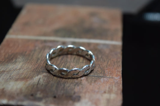 Handmade Braided and Hammered Silver Band | Textured Band, Rustic Boho Jewelry, Stackable