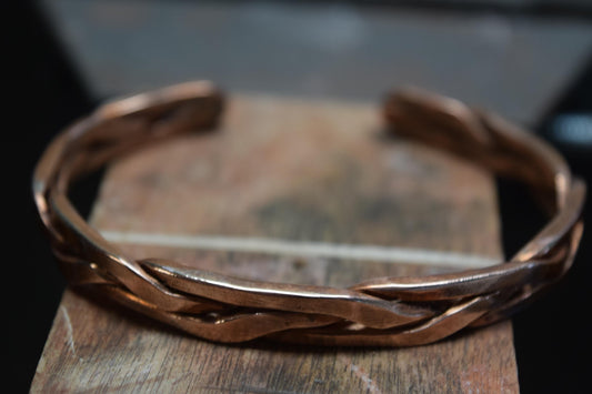 Open Chunky Cuff Bracelet | Braided Solid Bangle | Boho Jewelry | Rustic Gift |