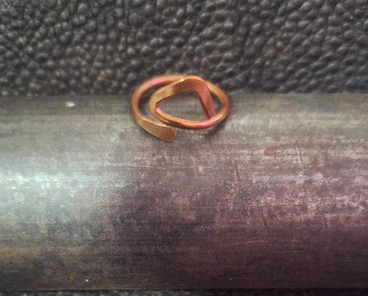 Hand Forged Copper Artisan Wanderer's Compass Ring, Adjustable