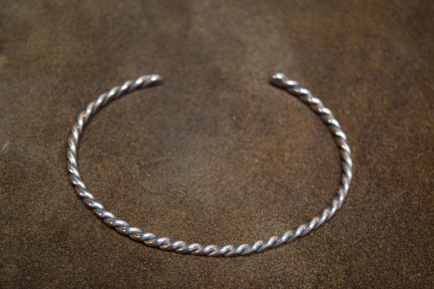 Handcrafted Flattened Twist Copper Cuff Bracelet