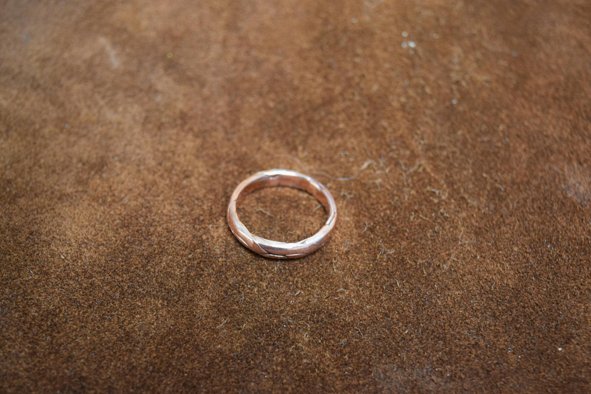Hand Forged Braided Copper Boho Ring | Rustic Stacking Band