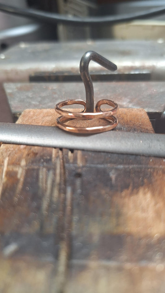 Hand Forged Copper Artisan Double Band Ring