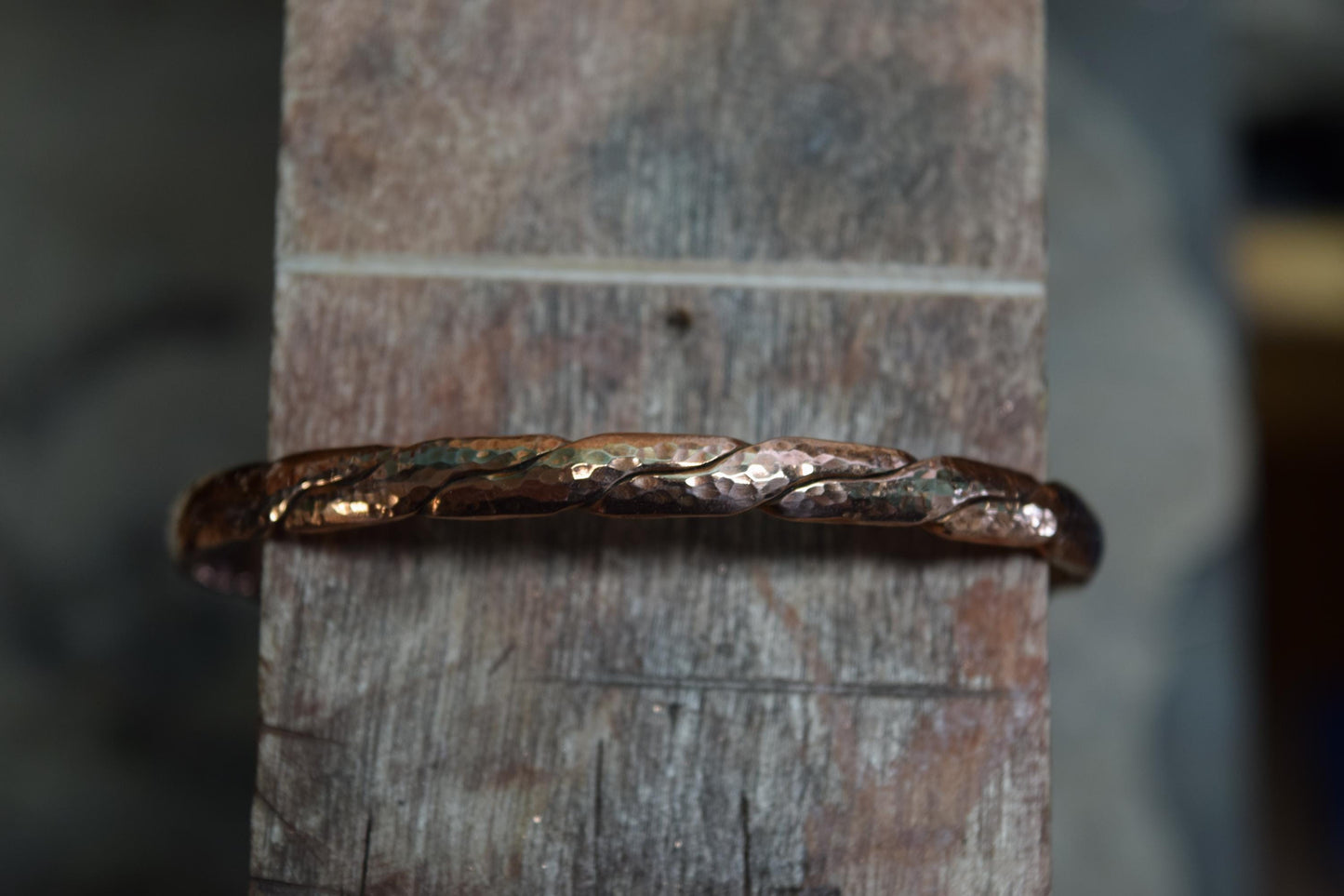 Handmade Braided, Flattened & Hammered Copper Cuff Bracelet