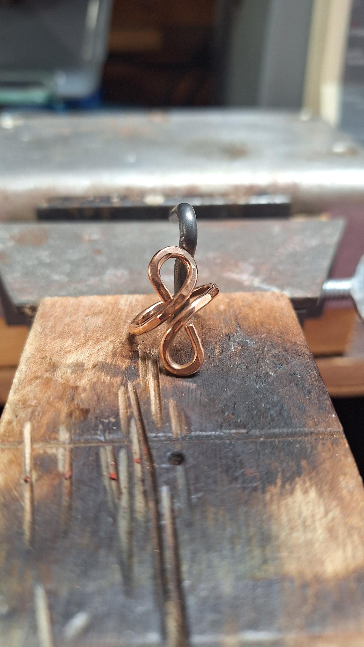 Hand Forged Copper Infinity Ring, Adjustable