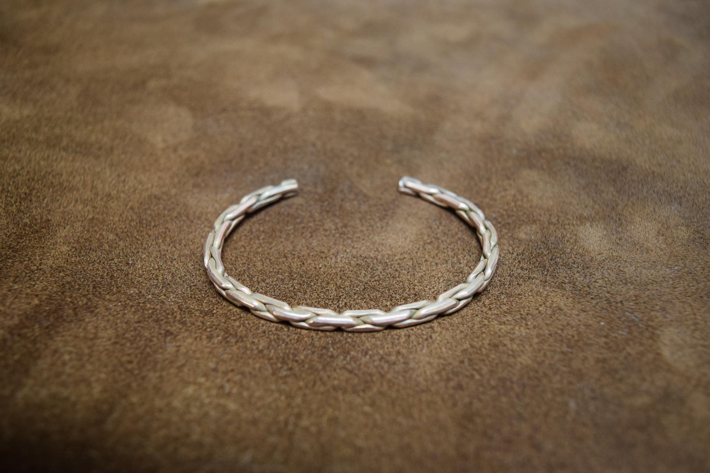 Handcrafted Flattened Braided Copper Cuff Bracelet