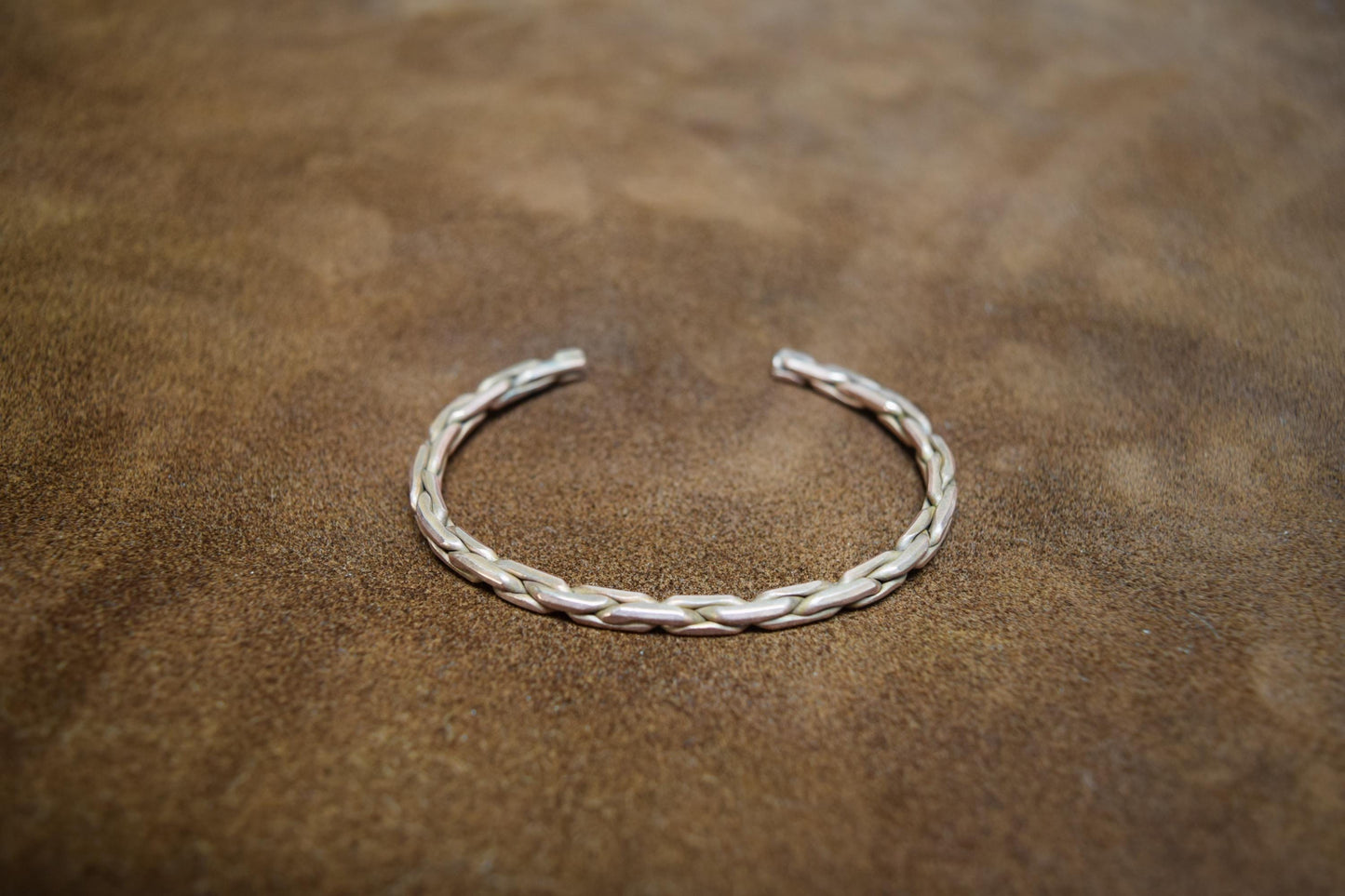 Handcrafted Flattened Braided Copper Cuff Bracelet
