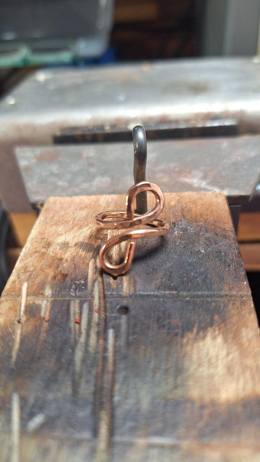 Hand Forged Copper Infinity Ring, Adjustable