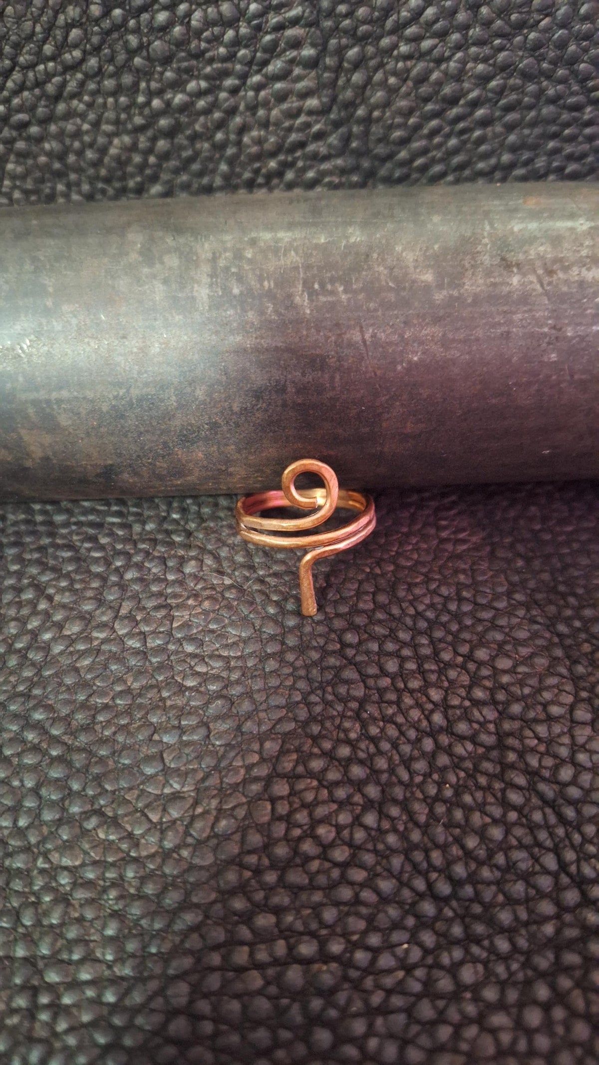Hand Forged Copper Artisan Ankh Ring, Adjustable