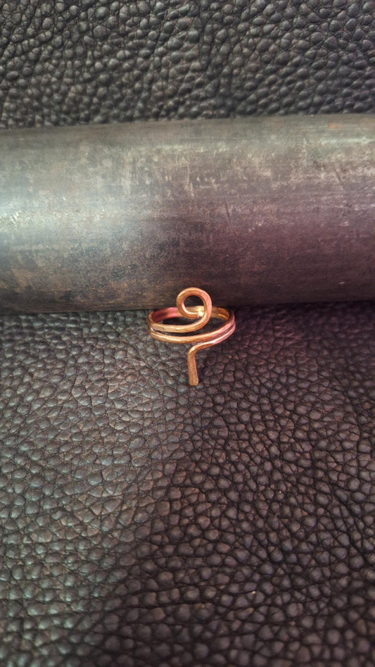 Hand Forged Copper Artisan Ankh Ring, Adjustable