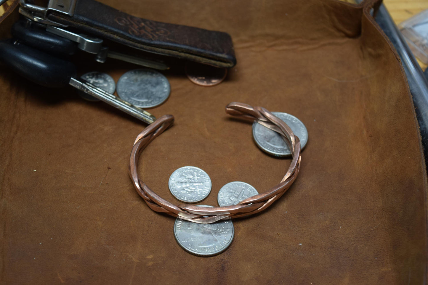 Chunky Open Braid Copper Cuff Bracelet