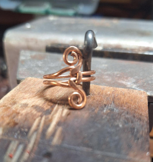 Hand Forged Copper Artisan Interlocking Scroll Ring