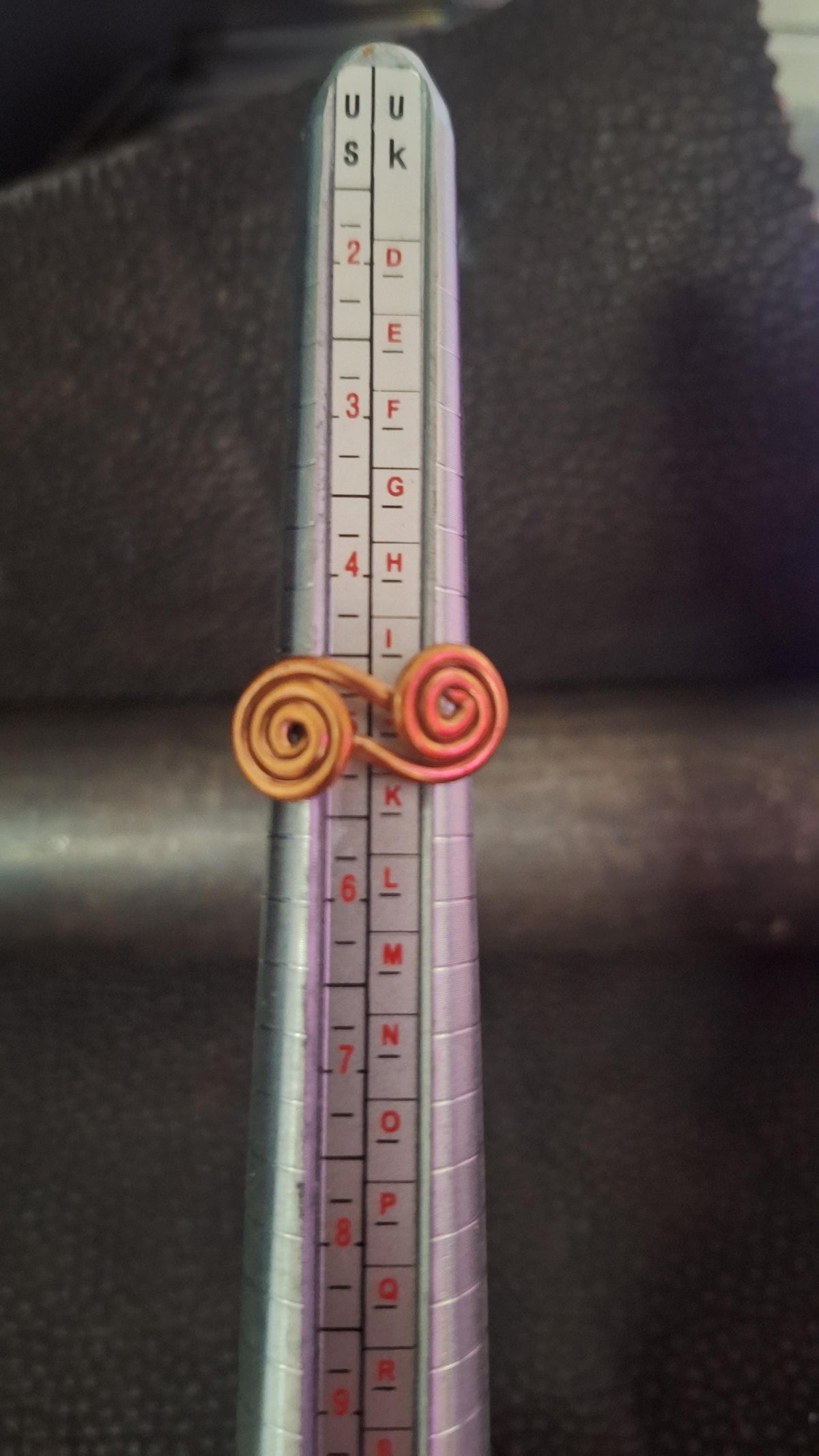 Hand Forged Copper Artisan Horizontal Double Swirl Ring, Adjustable