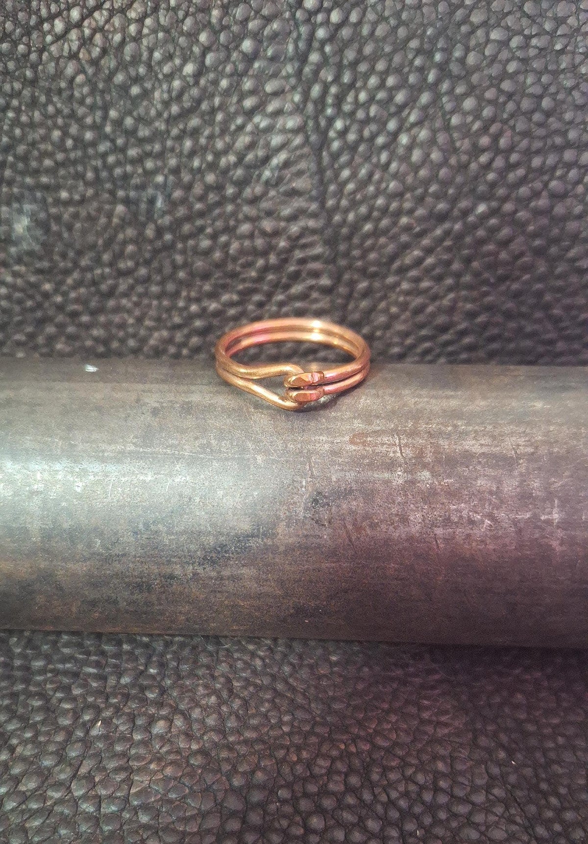 Hand Forged Copper Artisan Claw Clasp Ring