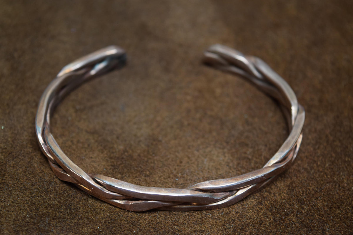 Open Chunky Cuff Bracelet | Braided Solid Bangle | Boho Jewelry | Rustic Gift |