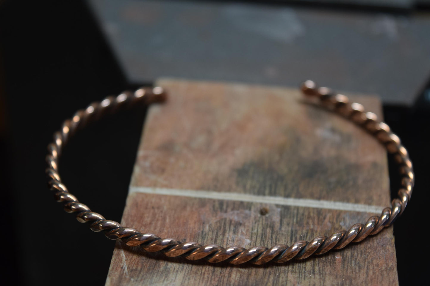 Handcrafted Flattened Twist Copper Cuff Bracelet