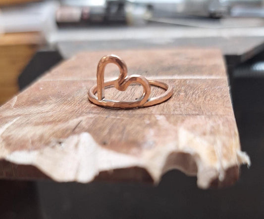 Handmade Hammered Heart Copper Ring |Rustic Boho Jewelry, Stackable