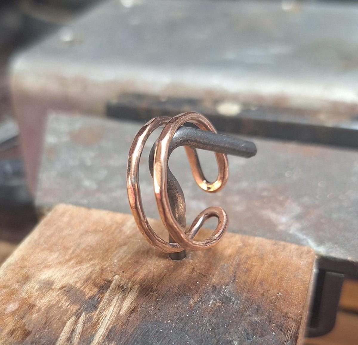 Hand Forged Copper Artisan Double Band Ring