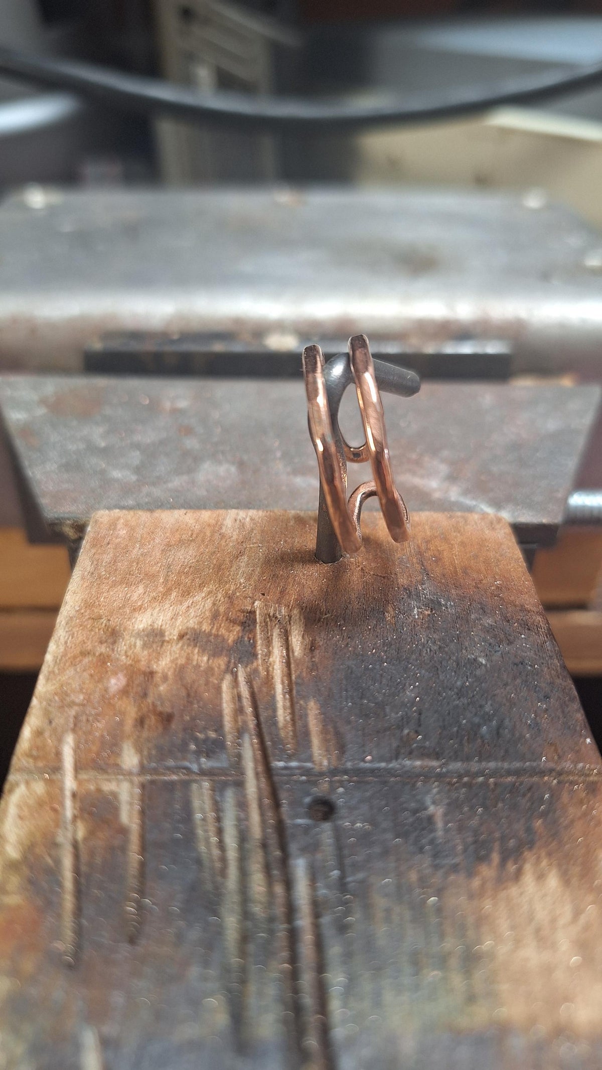 Hand Forged Copper Artisan Double Band Ring
