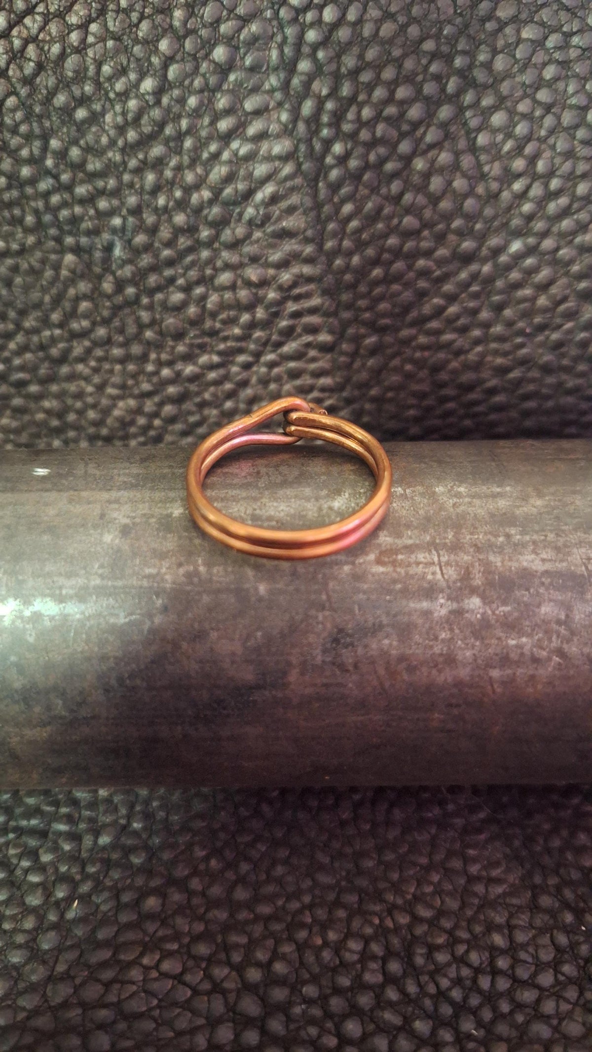 Hand Forged Copper Artisan Claw Clasp Ring