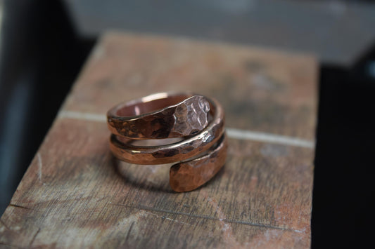 Handmade Hammered Copper Ring | Wide Band, Rustic Boho Jewelry