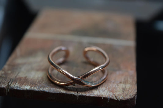 Handmade Twisted Copper Ring | Wide Band, Rustic Boho Jewelry, Stackable