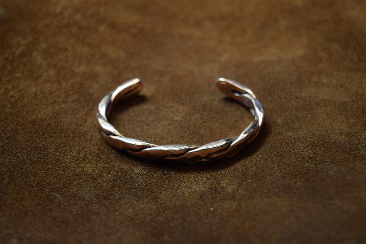 Handcrafted Braided, Copper Cuff Bracelet | Braided Solid Bangle | Minimalist Boho Jewelry | Rustic Gift |