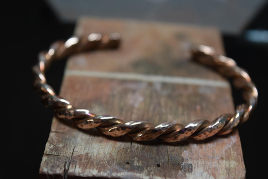 Handcrafted Braided, Copper Cuff Bracelet | Braided Solid Bangle | Minimalist Boho Jewelry | Rustic Gift |