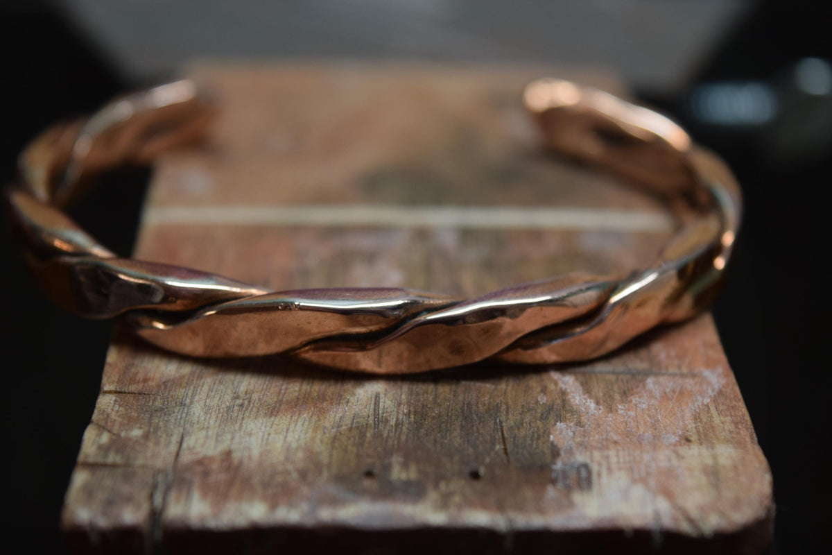 Handcrafted Braided, Copper Cuff Bracelet | Braided Solid Bangle | Minimalist Boho Jewelry | Rustic Gift |