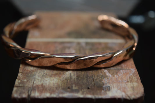 Handcrafted Braided, Copper Cuff Bracelet | Braided Solid Bangle | Minimalist Boho Jewelry | Rustic Gift |
