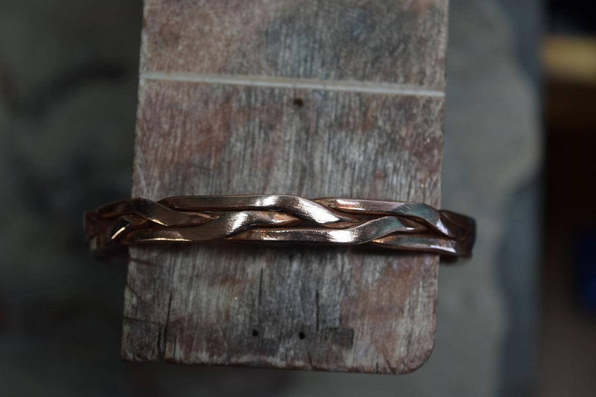 Open Chunky Cuff Bracelet | Braided Solid Bangle | Boho Jewelry | Rustic Gift |