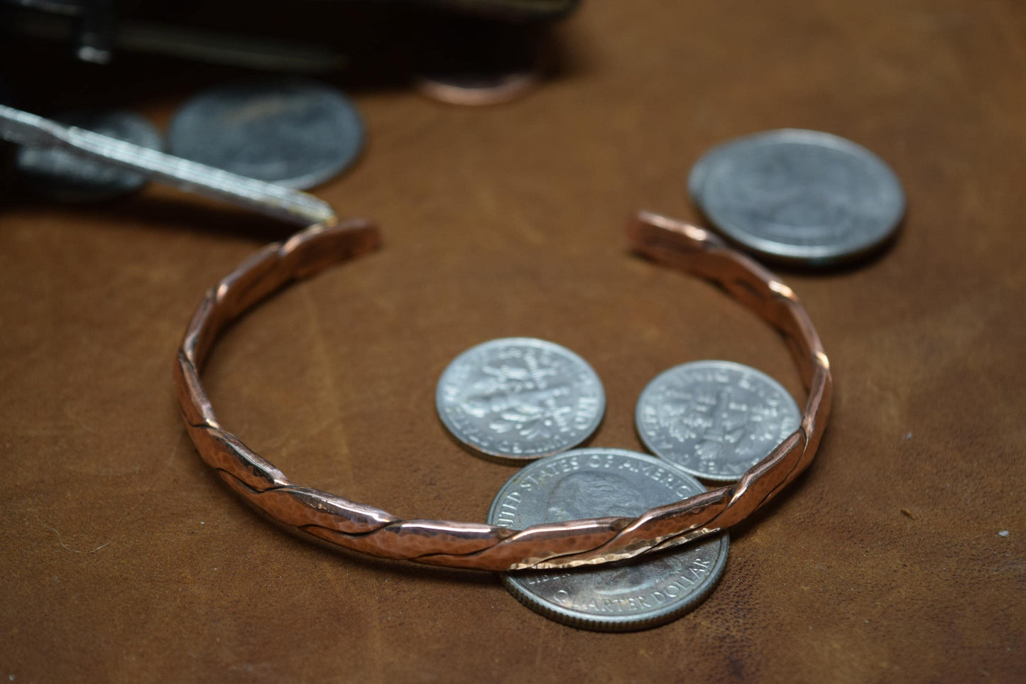 Handmade Braided, Flattened & Hammered Copper Cuff Bracelet